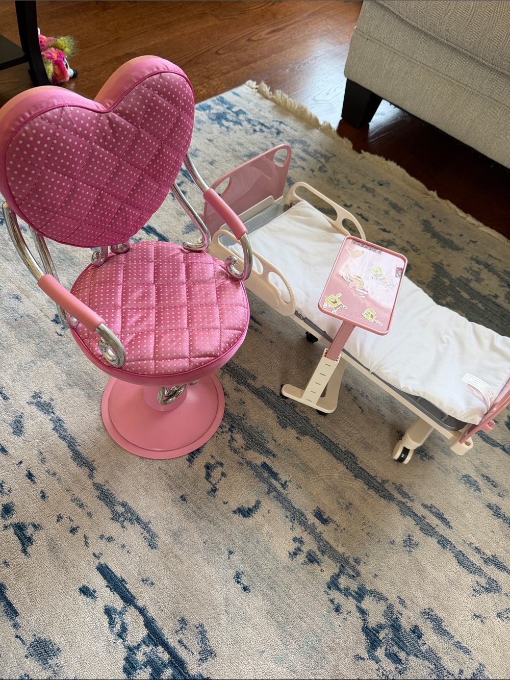 Heart-Shaped Pink Vanity Chair with Quilted Seat